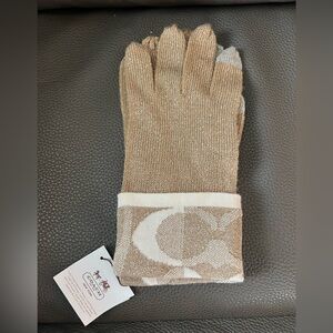 Coach Beige and White Women's Gloves